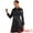 Black, variant on DARING DIVA Women's Lapel Zip Front Faux Leather Long Jacket XS Black