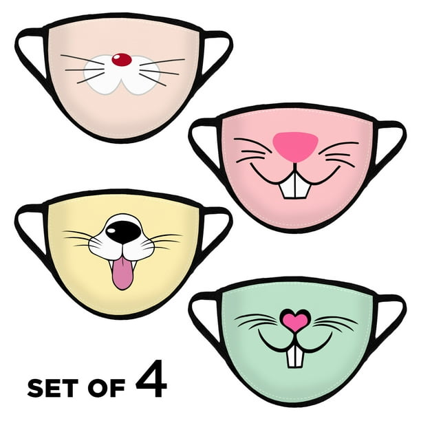 Download Awkward Styles 4pcs Animal Face Reusable Face Mask Washable Cloth Face Masks 4 Layered Breathable Mouth Mask Nose Mask With Cat Face Mask Dog Bunny Face Mask Walmart Com Walmart Com