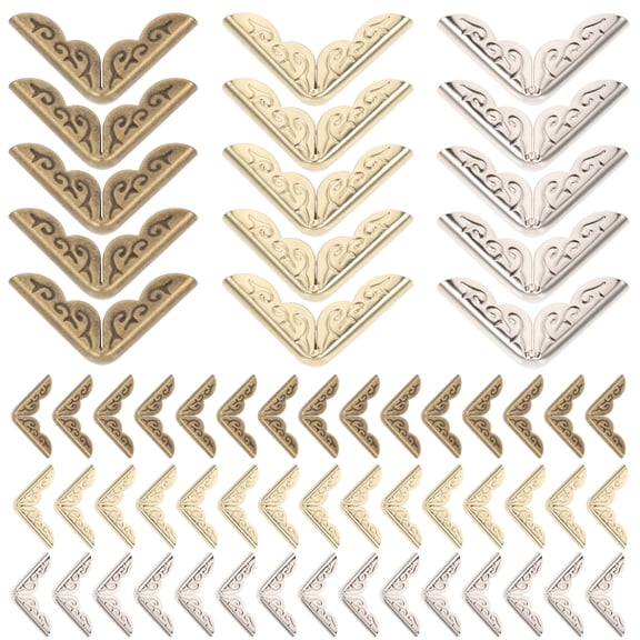 OUNONA Metal Book Corner Protectors for Decor Assorted Color Durable Antique Style 60 Pieces