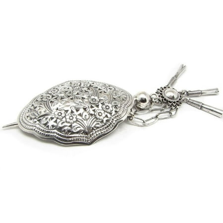 Large Victorian Style Sterling Silver Hair Pin Clip Barrette With