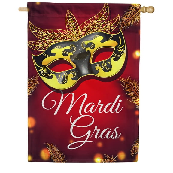 America Forever Flags At The Mardi Gras Ball, Mardi Gras House Flag, Masquerade Masks Fleur De Lis Carnival 28 x 40 Inch Double Sided Seasonal Yard Outdoor Holiday Decorative Flag