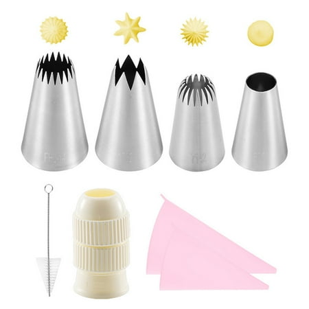 

AOOOWER 8pcs Cake Decorating Kits Flower Cupcakes Icing Tips Nozzles Pastry Bags Reusabl