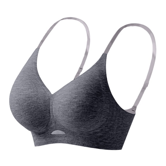 AJGRHE No Show Bra Seamless Wirefree Bra offering Soft Support Full Side Coverage and Breathable Lace Back for All Day Comfort M Dark Gray