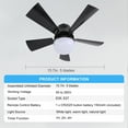 thumbnail image 3 of Socket Fan Light with Remote, 16” Screw Ceiling Fans with 3-Speeds, Dimmable LED, E26/E27 Base, Socket Fan Ceiling Fan for Garage Bathroom Bedroom Kitchen, Black Round Lamp, 3 of 9