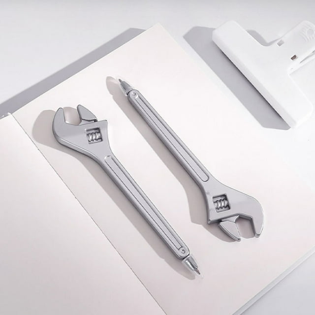 Metallic Imitation Wrench Gel Pen | Multifunction Black Water-Based Ink | Silver Look | Novelty Stationery | Plastic Construction | Smooth Writing Tool