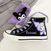 Kuromi Girls Shoes Fashion Sneakers, Flat & Closed Toe Black, 35-42
