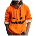 thumbnail image 1 of Chemise Décontractée Imprimée Halloween pour Hommes Col Rond Boutonnée Design Taches de Sang Manches Longues Grande Taille Haut Confortable Élégant, 1 of 5
