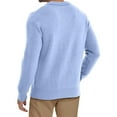 thumbnail image 4 of Men V Neck Dress Sweater Knit Long Sleeve Casual Slim Fit Pullover Sweater Light Blue M, 4 of 4