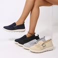 thumbnail image 3 of Rexoro Women's Slip-On Flats Breathable Knit Lightweight Comfortable Daily Casual Walking Shoes Navy 7, 3 of 7