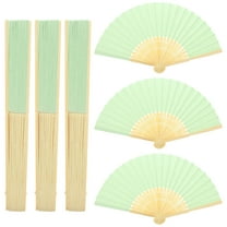 MERRYHAPY 6Pcs Simple Vintage Hand Held Fan with Bamboo and Paper for Dancing and Party 14.8x8.3x0.5in