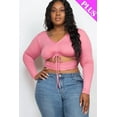 thumbnail image 2 of Plus Size Drawstring Ruched Cutout Crop Top 2XL, 2 of 11