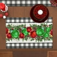 thumbnail image 3 of Linen Buffalo Plaid Christmas Placemats Set of 4 Christmas Table Mats Winter New Year Xmas Decor Black and White Christmas Decorations and Supplies for Home Kitchen Table-12×18’’, 3 of 5