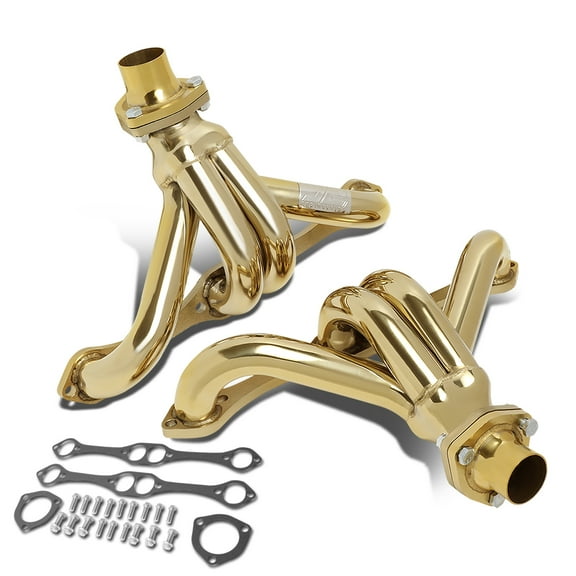 J2 Engineering J2-HD-GOLD-010 J2 For 23-49 Street Rod SBC Small Block Chevy Engines w/Straight Plug Heads Stainless Steel Exhaust Header Manifold