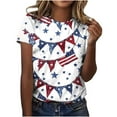 thumbnail image 2 of Cavosen Red White and Blue Clothes for Women Petite Red White and Blue Short Sleeve Crew Neck Shirts American Flag Graphic Tops Lady XL Patriotic Casual T Shirts Independence Day Tunic Tees, 2 of 5