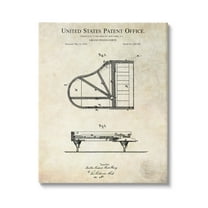 Stupell Industries Grand Piano Detailed Vintage Diagram Blueprint Instrument Canvas Wall Art, 16 x 20, Design by Karl Hronek