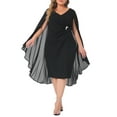 thumbnail image 2 of Agnes Orinda Plus Size Dress for Women V Neck Cape Sleeve Midi Bodycon Cocktail Dress, 2 of 5