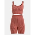 thumbnail image 2 of No Boundaries Seamless Cropped Tank Top and Bike Shorts Set, Women's, 2 of 5