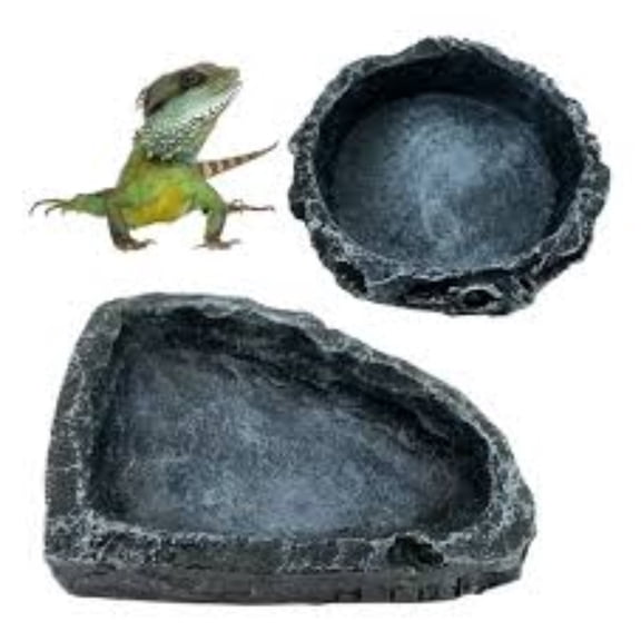 Reptile Water Dish Bearded Dragon Food Bowl Hermit Crab Food Dish 2pcs