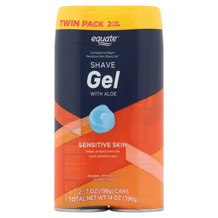 Equate Sensitive Skin Shave Gel With Aloe, 7 Oz., 2 Count