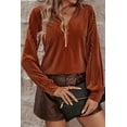 thumbnail image 1 of a.Jesdani Chic Chestnut Velvet Top - Zip V Neck, S to XL Sizes!, 1 of 8