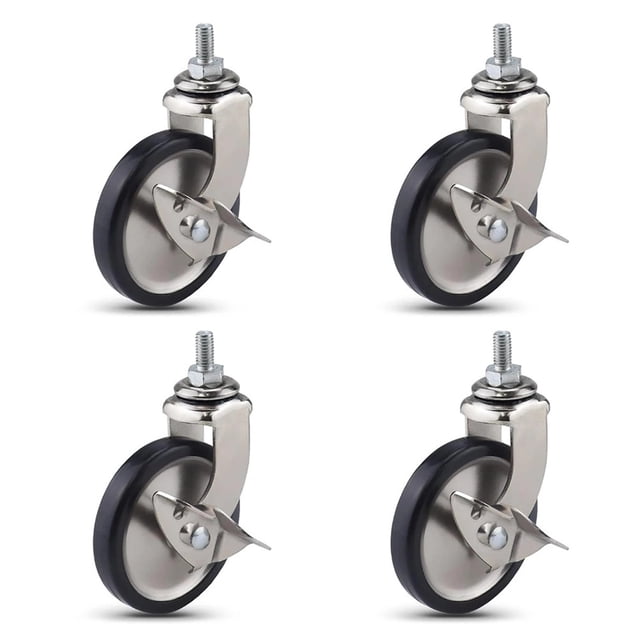 3-Inch Swivel Stem Casters With Brake For Hotel Restaurant Trolley Casters With 8x15 Threaded,Lightweight Total Capacity 160lbs ,Superior Material