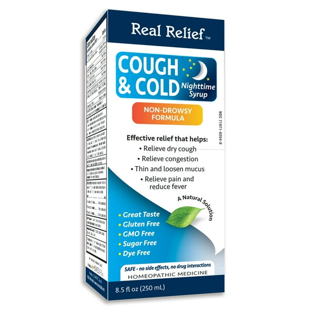 Real Relief Cough & Cold Nighttime Syrup NonDrowsy Fromula Walmart