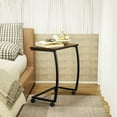 thumbnail image 3 of Sofa Table + C-Shaped Dark Walnut – Rolling Side Table with Rustic Design, Multi-Purpose Coffee and Snack Table, Compact for Living Room, Bedroom, Small Spaces, 3 of 5