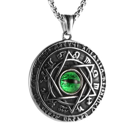hzman green eyes talisman seal solomon six-pointed star 12 constellation pendant stainless steel necklaces