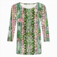 thumbnail image 4 of Towmus Womens Summer Tops 3/4 Sleeves Floral Print Dressy Blouses Crew Neck Casual Tunic Tops Summer Shirts, 4 of 4