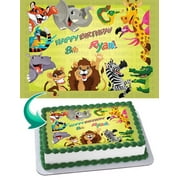 Animal Jungle Forest Woodland Edible Cake Image Topper Personalized Picture 1/4 Sheet (8"x10.5")