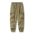 thumbnail image 1 of Puntoco Pantalones casuales largos para hombre Pantalones casuales de moda para hombre de color sólido con bolsillos con cremallera y cintura elástica largos, 1 of 5