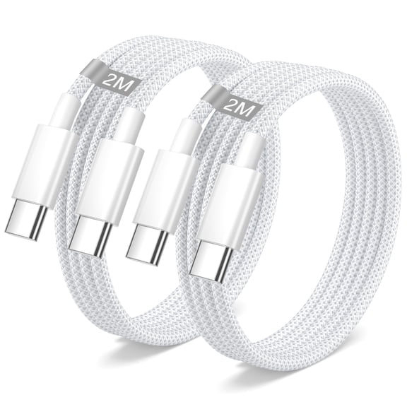TianQiW USB C to USB C Charger Cable 2M 2Pack, 60W PD Fast Charging Cord Compatible with iPhone 16 15 Series iPad 10 Gen MacBook Samsung Galaxy S24