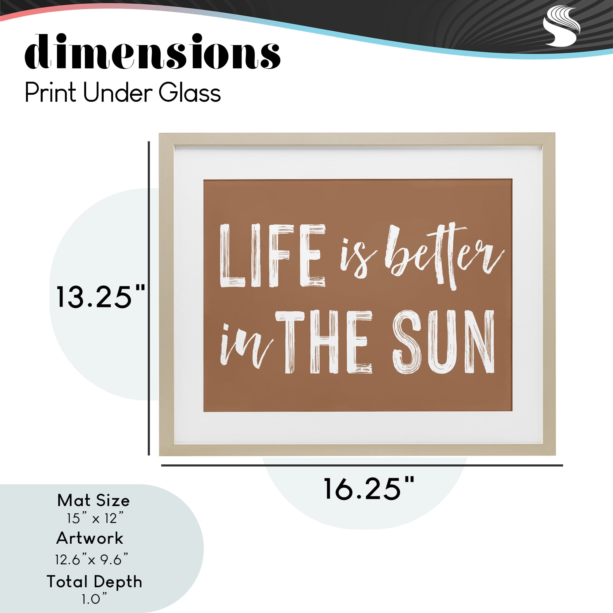 Life Better In Sun Brown Birch Framed Print Under Glass, design by Lettered and Lined