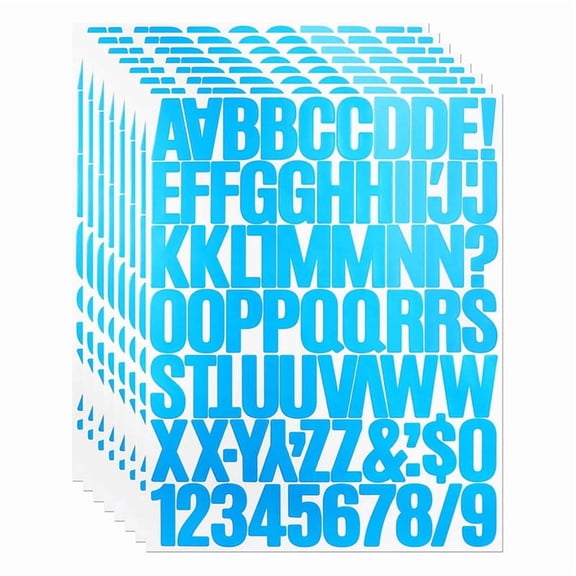 8 Sheets 1.5 Inch Letter Number Stickers,576 Pieces Adhesive Alphabet Sticker Letters Decals for Scrapbooking Light Blue