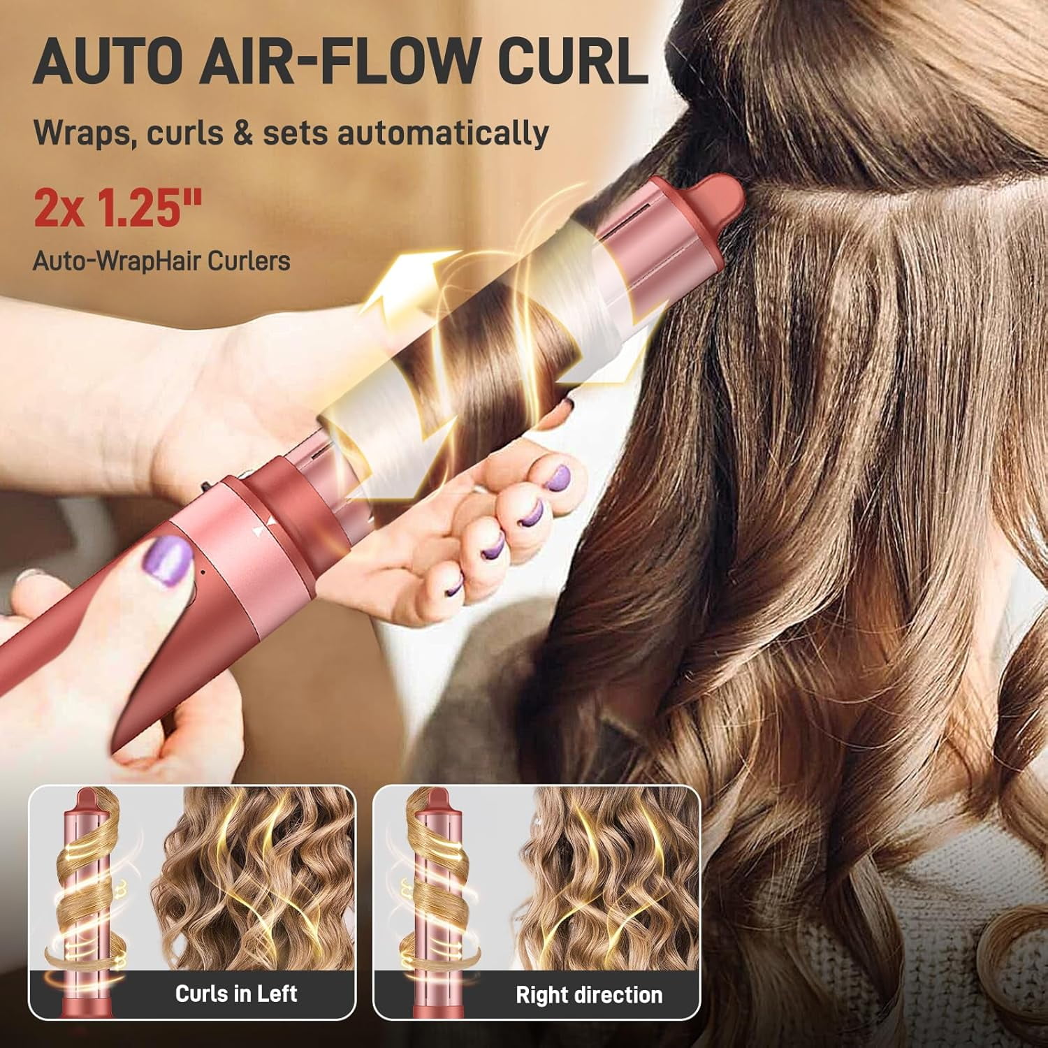 5-in-1 High-Speed Hot Air Styler with Diffuser for Curly Hair - Professional Frizz-Free Hair Dryer Brush for Fast Drying, Curling & Volumizing, Includes Travel Bag