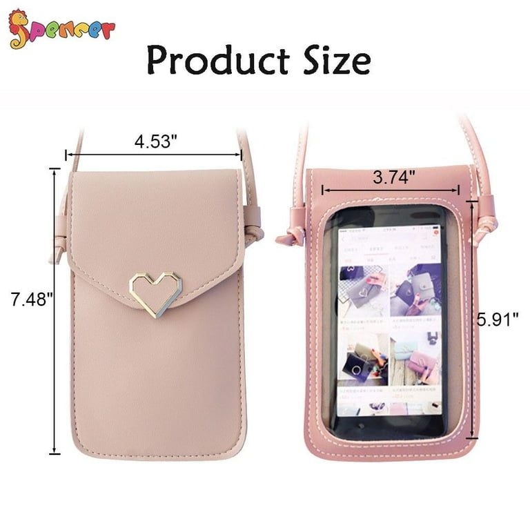 Spencer Mini Crossbody Shoulder Bag for Women Cell Phone Pouch Purse Lightweight Heart Shaped Leather Handbag Smartphone Wallet Bag Black Women s