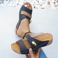thumbnail image 2 of KIJBLAE Women's Minimalist Round Toe Thick Sole Wedge Sandals, Open Toe Casual Beach Slippers for Vacation Black 36, 2 of 9