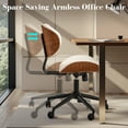 thumbnail image 3 of Toject Office Chair, Task Chair with Stripes Wooden Back, Mid-Century Modern Computer Chair, Armless Desk Chair for Home Office, White, 3 of 9