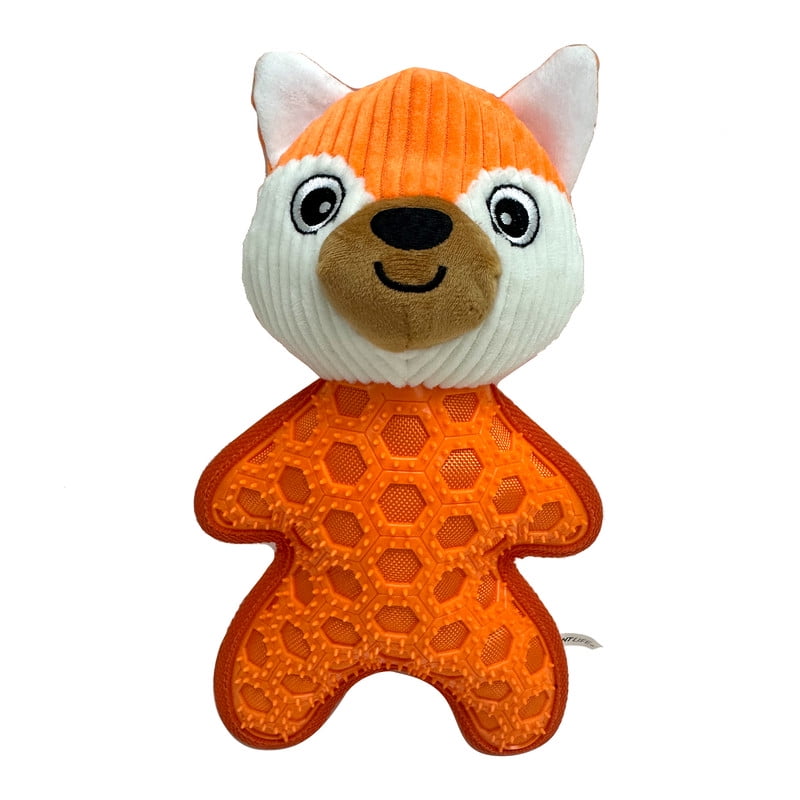 Vibrant Life Orange Fox Plush Dog Toy with Squeaker, Chew Level 4