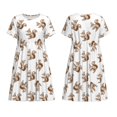 thumbnail image 3 of Bixox Robe d'Été à Manches Courtes pour Femmes Robe Ample Longueur Genou avec Poches-Rétro Écureuil, 3 of 7