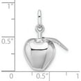 thumbnail image 4 of Sterling Silver Rhodium Plated Polished Puffed Apple With Leaf Charm (25 X 16) Made In Italy qc9285, 4 of 5
