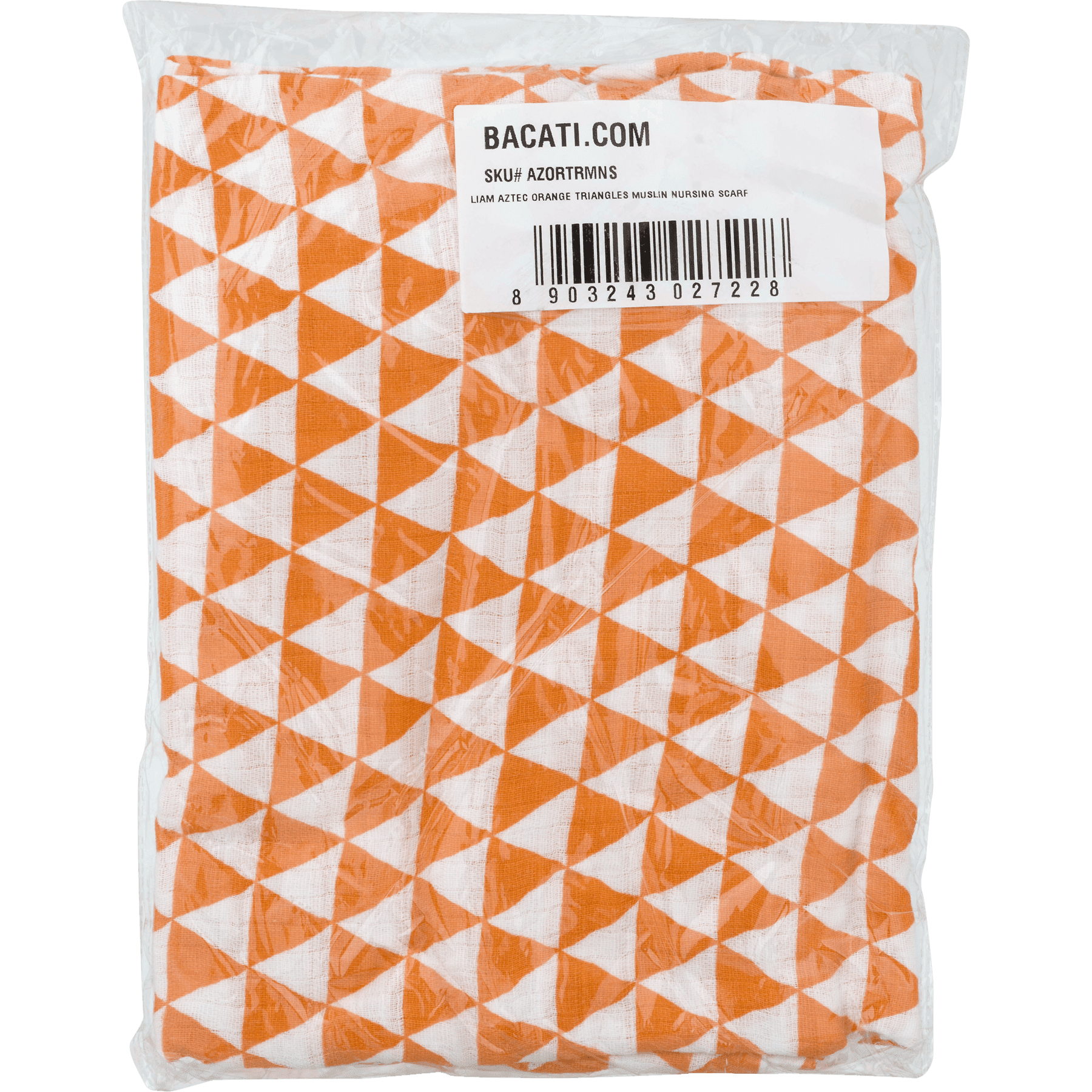 Bacati Muslin Nursing Scarf, Liam Aztec Orange Triangles, 1.0 CT