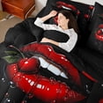 thumbnail image 4 of Feelyou Black Red Lips Twin Bedding Sets 7-Piece, Fashion Cherry Bedding Comforter Set, 4 of 8