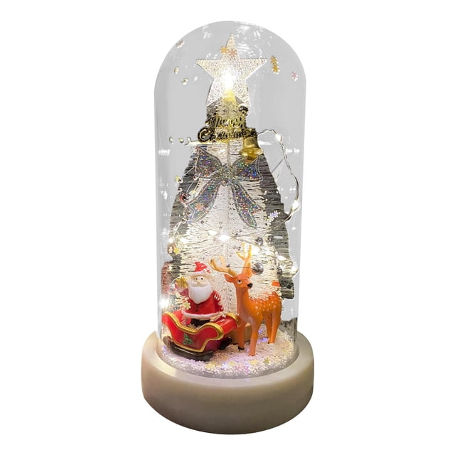 de Navidad de mesa LED, miniárbol de Navidad con luz, adorno de escritorio, manualidades, de Navidad Artificial de vidrio de resina para Estilo D