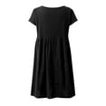 thumbnail image 6 of 2024 Women's Cotton Linen A-Line Dress - Round Neck Plus Size Loose Fit, Casual Office Summer Wear, 6 of 6