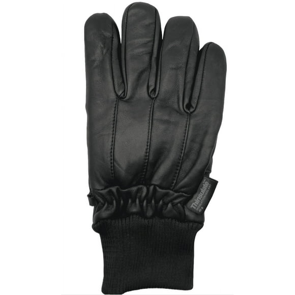 Winter Gloves with Knitted Cuff- 3M Fleece Insulated for Cold Weather Protection -5°C till -15°C--Unisex- Touchscreen - Genuine Leather Gloves- Size Medium- by North Gloves