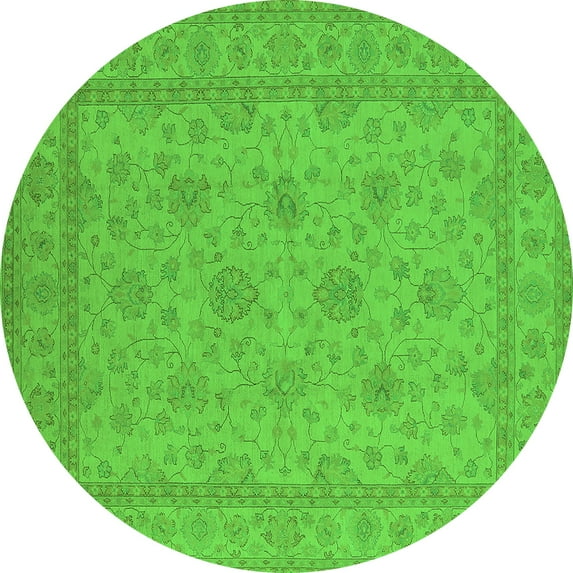 Ahgly Company Indoor Round Oriental Green Industrial Area Rugs, 6' Round