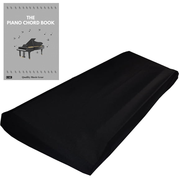 QMG Black Dust Cover for 61/76-Key Keyboards - Elastic, Washable, Perfect Fi