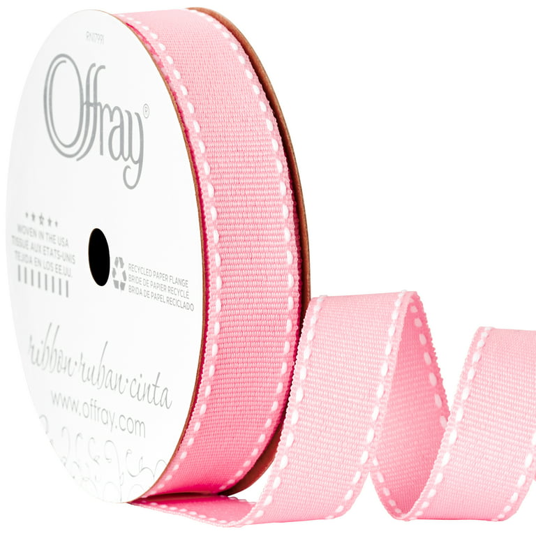 Offray Ribbon, Carnation Pink 5/8 inch Grosgrain Polyester Ribbon, 9 feet