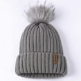 thumbnail image 4 of Fdelink Beanie Hat Winter Hats Womens Winter Knitted Hat with Faux Pom Warm Knit Cap for Women Dark Gray, 4 of 7